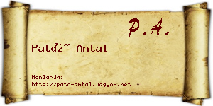 Pató Antal névjegykártya